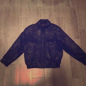 Global Identity Black Leather Zip Up Jacket (M)
